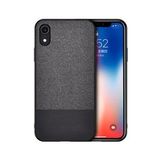 Microcase iPhone XR Fabrik Serisi Kumaş ve Deri Desen Kılıf - Siyah