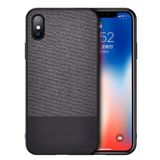 Microcase iPhone XS Max Fabrik Serisi Kumaş ve Deri Desen Kılıf - Siyah