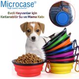 Microcase Kedi Köpek Evcil Hayvan İçin Taşınabilir Pratik Katlanır Suluk 350 Ml Su Mama Kabı Al2873