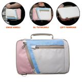 Microcase Lenovo IdeaPad Pro (2025) TB375FC 12.7 inch Tablet için Omuz Askılı El Tutacaklı Universal Sleeve Taşıma Çantası AL4346 Pembe Mavi Krem