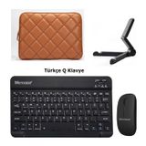 Microcase Lenovo Tab Plus TB351FU Tablet için Çanta+Türkçe Bluetooth Klavye+Mouse+Tablet Standı-AL8124 (Siyah)