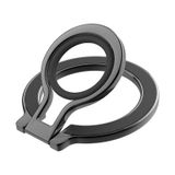 Microcase Magsafe Uyumlu Telefon Yüzüğü Tutucu Ve Standı - 180 Mekanik Döner Silikon Parmak Koruyuculu Metal Mıknatıslı Tutacak-al5873 Siyah