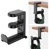 Microcase Masaya Monte Ayarlanabilir 360 Derece Döner Kablo Tutuculu Oyuncu Kulaklık Eşya Vb. Tutucu Stand - AL5425 - Siyah