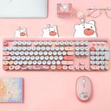 Microcase Mofii Ayıcık Desenli Kablosuz Renkli Yuvarlak Tuşlu Klavye Mouse Set-AL4258 (Bej)