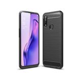 Microcase Oppo A31 Brushed Carbon Fiber Silikon TPU Kılıf - Siyah