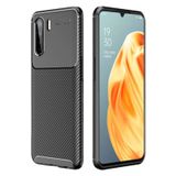 Microcase Oppo Reno 3 Maxy Serisi Carbon Fiber Silikon TPU Kılıf - Siyah