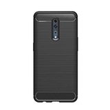 Microcase Oppo Reno Brushed Carbon Fiber Siyah Silikon Kılıf