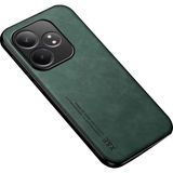 Microcase Realme GT6T/GT NEO 6 SE için Luxury Leather Series Deri Desenli Plastik Koruma Kılıf - AL8125 (Koyu Yeşil)