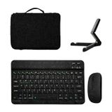 Microcase Samsung Active 4 Pro / Active 5 Pro 10.1'' ile Uyumlu Tablet Için Türkçe Bluetooth Klavye+Mouse+Tablet Standı-Siyah AL8126