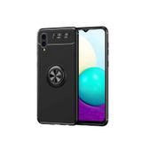 Microcase Samsung Galaxy A02 Focus Serisi Yüzük Standlı Silikon Kılıf - Siyah