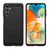 Microcase Samsung Galaxy A04S Brushed Carbon Fiber Silikon Kılıf - Siyah AL3332