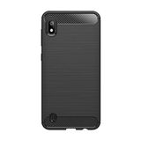 Microcase Samsung Galaxy A10 Brushed Carbon Fiber Silikon TPU Kılıf - Siyah