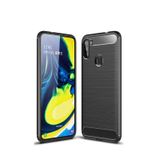 Microcase Samsung Galaxy A11 Brushed Carbon Fiber Silikon Kılıf- Siyah