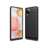 Microcase Samsung Galaxy A12 Brushed Carbon Fiber Silikon Kılıf - Siyah