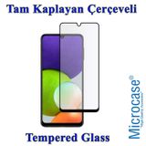Microcase Samsung Galaxy A22 4G Tam Kaplayan Çerçeveli Tempered Ekran Koruyucu - Siyah