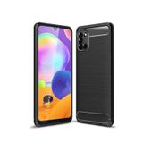 Microcase Samsung Galaxy A31 Brushed Carbon Fiber Silikon Kılıf- Siyah