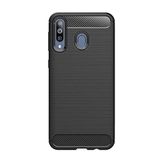 Microcase Samsung Galaxy A40s Brushed Carbon Fiber Silikon Kılıf - Siyah