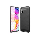 Microcase Samsung Galaxy A51 Brushed Carbon Fiber Silikon Kılıf - Siyah