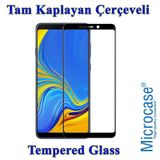 Microcase Samsung Galaxy A7 2018 Tam Kaplayan Çerçeveli Tempered Ekran Koruyucu - Siyah