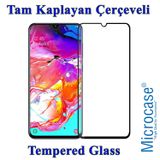 Microcase Samsung Galaxy A70 Tam Kaplayan Çerçeveli Tempered Ekran Koruyucu - Siyah