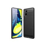 Microcase Samsung Galaxy A71 Brushed Carbon Fiber Silikon Kılıf - Siyah