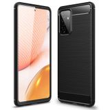 Microcase Samsung Galaxy A72 Brushed Carbon Fiber Silikon Kılıf - Siyah
