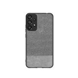 Microcase Samsung Galaxy A73 5G Fabrik Kumaş ve Deri Desen Kılıf -Gri