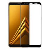Microcase Samsung Galaxy A8 2018 Tam Kaplayan Çerçeveli Tempered Ekran Koruyucu - Siyah