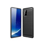 Microcase Samsung Galaxy A91 Brushed Carbon Fiber Silikon Kılıf - Siyah