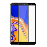 Microcase Samsung Galaxy J4 Plus Tam Kaplayan Çerçeveli Tempered Ekran Koruyucu - Siyah