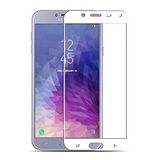 Microcase Samsung Galaxy J4 Tam Kaplayan Çerçeveli Tempered Ekran Koruyucu - Beyaz