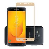 Microcase Samsung Galaxy J7 Duo Tam Kaplayan Çerçeveli Tempered Ekran Koruyucu - Gold