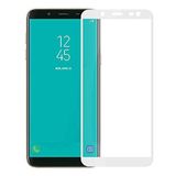 Microcase Samsung Galaxy J8 Tam Kaplayan Çerçeveli Tempered Ekran Koruyucu - Beyaz