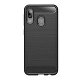 Microcase Samsung Galaxy M10s Brushed Carbon Fiber Silikon Kılıf - Siyah