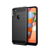 Microcase Samsung Galaxy M11 Brushed Carbon Fiber Silikon Kılıf- Siyah