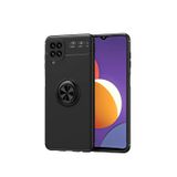 Microcase Samsung Galaxy M12 - A12 - F12 Focus Serisi Yüzük Standlı Silikon Kılıf - Siyah