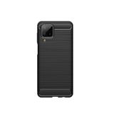 Microcase Samsung Galaxy M12 Brushed Carbon Fiber Silikon Kılıf - Siyah