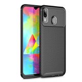 Microcase Samsung Galaxy M20 Maxy Serisi Carbon Fiber TPU Siyah Silikon Kılıf
