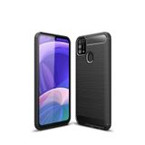 Microcase Samsung Galaxy M31 Brushed Carbon Fiber Silikon Kılıf- Siyah