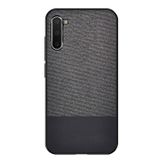 Microcase Samsung Galaxy Note 10 Fabrik Serisi Kumaş ve Deri Desen Kılıf - Siyah