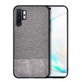 Microcase Samsung Galaxy Note 10 Plus Fabrik Serisi Kumaş ve Deri Desen Kılıf - Gri