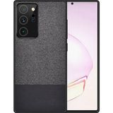 Microcase Samsung Galaxy Note 20 Fabrik Serisi Kumaş ve Deri Desen Kılıf - Siyah
