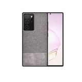 Microcase Samsung Galaxy Note 20 Ultra Fabrik Serisi Kumaş ve Deri Desen Kılıf - Gri