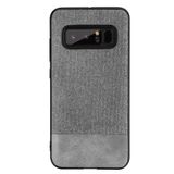 Microcase Samsung Galaxy Note 8 Fabrik Serisi Kumaş ve Deri Desen Kılıf - Gri