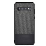 Microcase Samsung Galaxy S10 Fabrik Serisi Kumaş ve Deri Desen Kılıf - Siyah