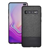 Microcase Samsung Galaxy S10 Plus Fabrik Serisi Kumaş ve Deri Desen Kılıf - Siyah
