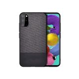 Microcase Samsung Galaxy S20 Plus Fabrik Serisi Kumaş ve Deri Desen Kılıf - Siyah