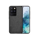 Microcase Samsung Galaxy S20 Ultra Fabrik Serisi Kumaş ve Deri Desen Kılıf - Siyah