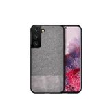 Microcase Samsung Galaxy S21 FE Fabrik Serisi Kumaş ve Deri Desen Kılıf - Gri