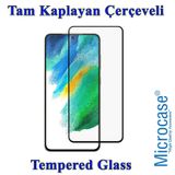 Microcase Samsung Galaxy S21 FE Tam Kaplayan Çerçeveli Tempered Ekran Koruyucu - Siyah